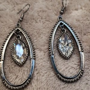 Diamond and silver earrings